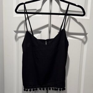 French Connection Black Camisole with Pom-Pom Trim